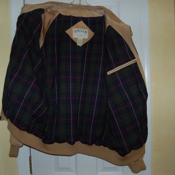 Orvis Soft Leather Light Tan Bomber Jacket Mens XL - Picture 8 of 8